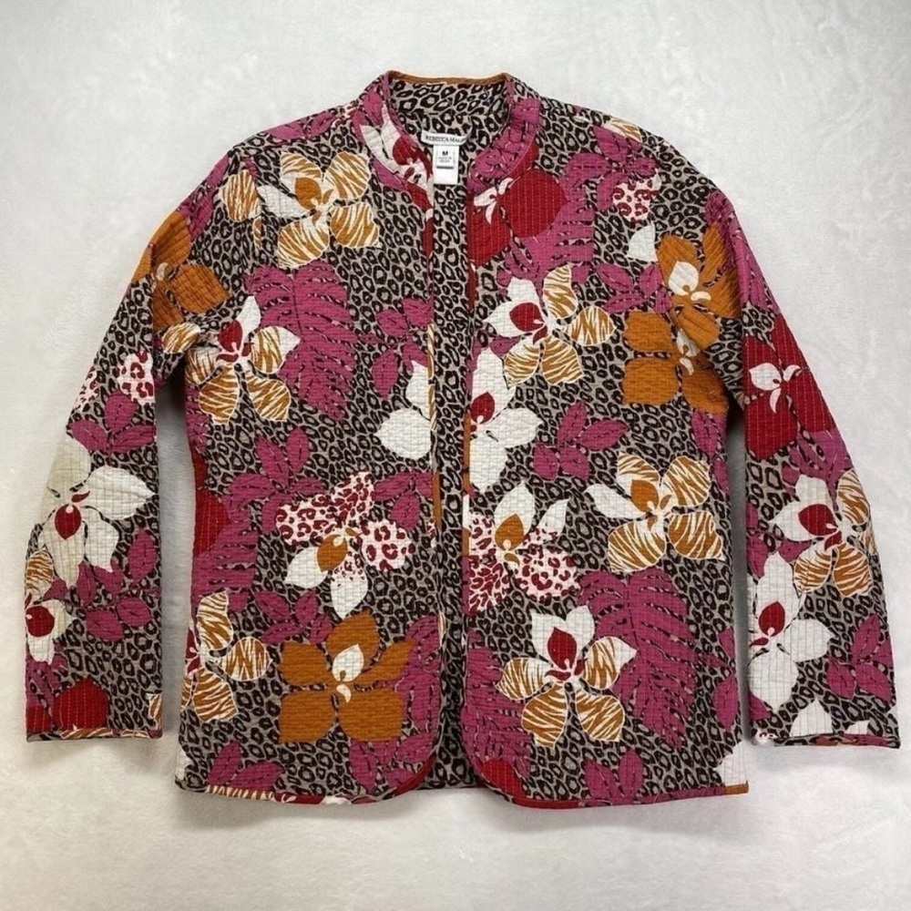 Animal Print Jacket  Quilted Blazer Reversible and Dark Floral Print - Picture 3 of 13